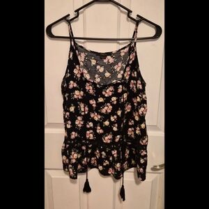Floral Black Tank Top